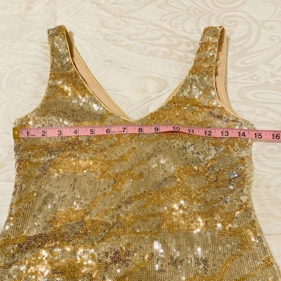As U‎ Wish Gold Silver Metallic Sequin Mini Dress - Picture 7 of 13
